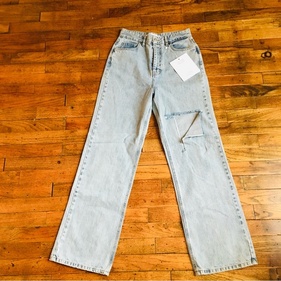 ROKH Blue Distressed Jeans Women’s Size 36 US 4 Regular - Picture 7 of 15